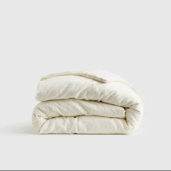 Quince European Linen Duvet Cover King/Cal King Ivory NWOT - Picture 4 of 6